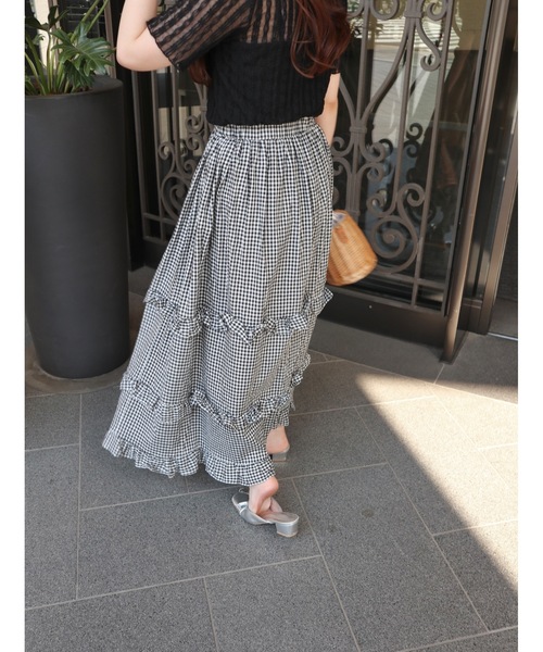 JUMELLE（ジュメロ）の「gingham check skirt【低身長~高身長】（スカート・レディース・ブラック・FREE）」の16枚目の写真