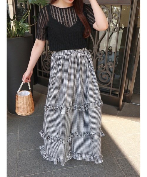 JUMELLE（ジュメロ）の「gingham check skirt【低身長~高身長】（スカート・レディース・ブラック・FREE）」の17枚目の写真