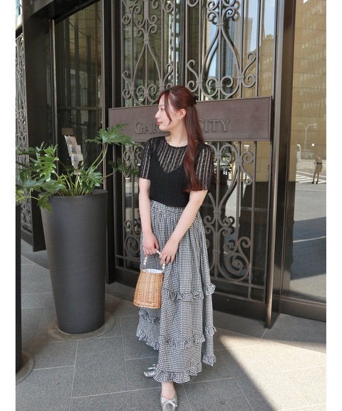 JUMELLE（ジュメロ）の「gingham check skirt【低身長~高身長】（スカート・レディース・ブラック・FREE）」の18枚目の写真