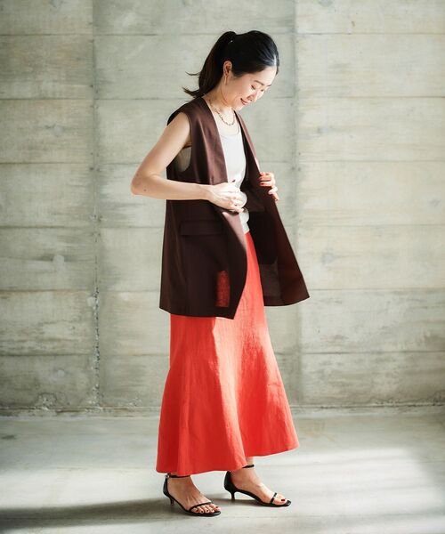 le.coeur blanc(ルクールブラン)の「麻コットンマーメイドスカート(スカート・レディース・レッド/ブラック・38)」の16枚目の写真