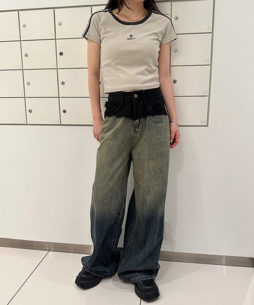 solleim（ソルレム）の「ダメージドッキングヴィンテージデニム（デニムパンツ・レディース・ブルー/ブラック・S/M）」の11枚目の写真