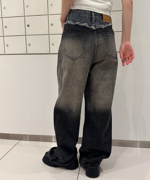 solleim（ソルレム）の「ダメージドッキングヴィンテージデニム（デニムパンツ・レディース・ブルー/ブラック・S/M）」の5枚目の写真