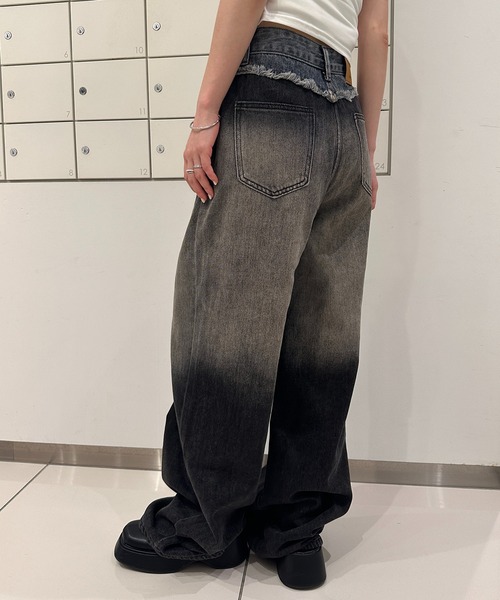 solleim（ソルレム）の「ダメージドッキングヴィンテージデニム（デニムパンツ・レディース・ブルー/ブラック・S/M）」の6枚目の写真