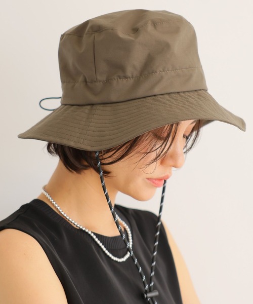 BARNYARDSTORM（バンヤードストーム）の「BARNYARDSTORM / コード付き撥水ハット（ハット・レディース・ブラック/カーキ・FREE）」の5枚目の写真