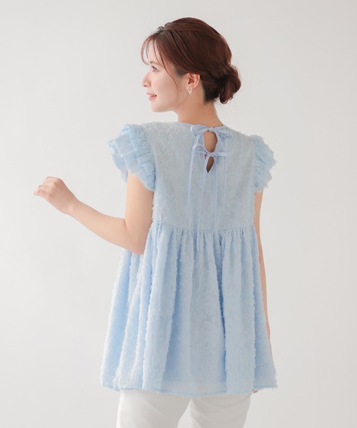 Fit more(フィットモア)の「シフォンペプラムトップス(シャツ/ブラウス・レディース・ブルー/ホワイト/ピンク・FREE)」の2枚目の写真