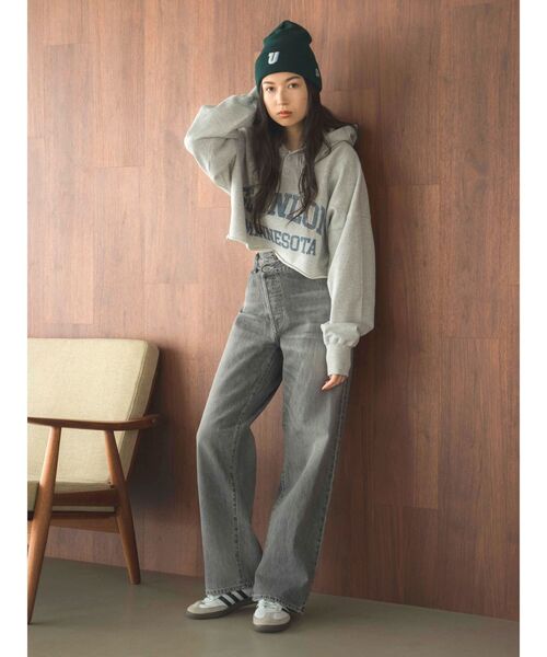 Ungrid（アングリッド）の「ロゴデザインショートパーカー（パーカー・レディース・ライトグレー/イエロー/グリーン・FREE）」の9枚目の写真