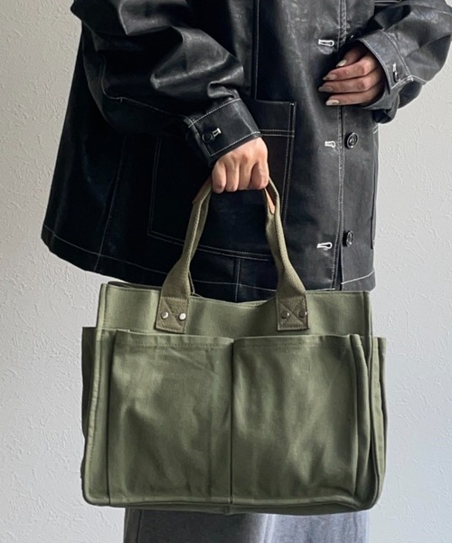 ap retro（アプレトロ）の「キャンバストートバッグ / A4サイズ収納（トートバッグ・レディース・ブラック/オフホワイト/カーキ/グレー・FREE）」の14枚目の写真