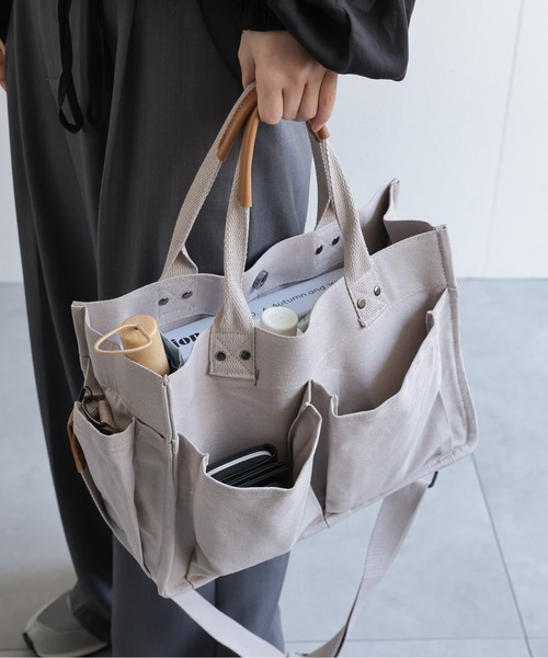 ap retro（アプレトロ）の「キャンバストートバッグ / A4サイズ収納（トートバッグ・レディース・ブラック/オフホワイト/カーキ/グレー・FREE）」の6枚目の写真