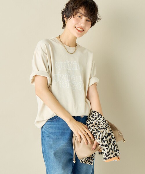 Rie Miller（リエミラー）の「ビッグシルエットTシャツ（Tシャツ/カットソー・レディース・ベージュ/ホワイト/ベージュ系その他・FREE）」の6枚目の写真