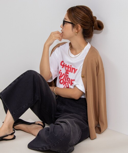 Rie Miller（リエミラー）の「ビッグシルエットTシャツ（Tシャツ/カットソー・レディース・ベージュ/ホワイト/ベージュ系その他・FREE）」の18枚目の写真