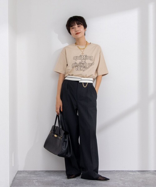 Rie Miller（リエミラー）の「ビッグシルエットTシャツ（Tシャツ/カットソー・レディース・ベージュ/ホワイト/ベージュ系その他・FREE）」の14枚目の写真