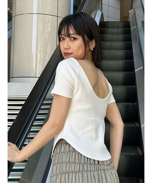 MURUA（ムルーア）の「バックシャンリブカットソー（Tシャツ/カットソー・レディース・オレンジ/ホワイト/ブラック・FREE）」の12枚目の写真