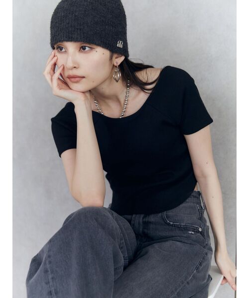 MURUA（ムルーア）の「バックシャンリブカットソー（Tシャツ/カットソー・レディース・オレンジ/ホワイト/ブラック・FREE）」の8枚目の写真