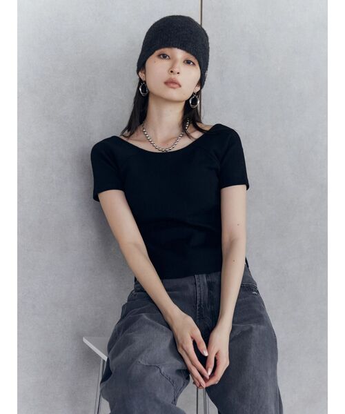 MURUA（ムルーア）の「バックシャンリブカットソー（Tシャツ/カットソー・レディース・オレンジ/ホワイト/ブラック・FREE）」の7枚目の写真