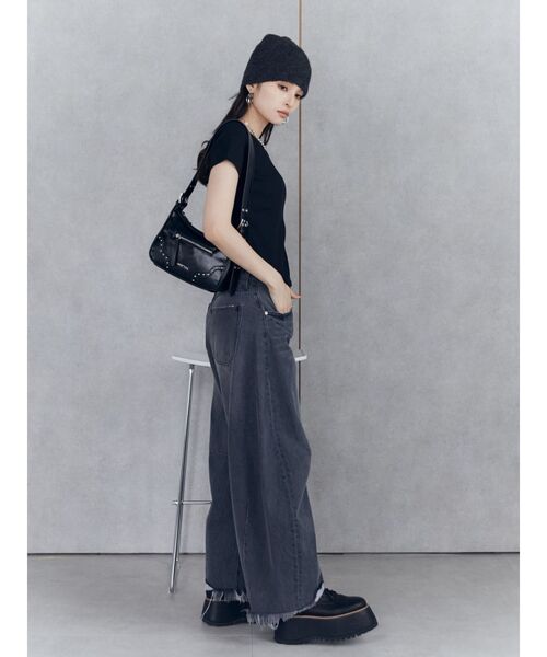 MURUA（ムルーア）の「バックシャンリブカットソー（Tシャツ/カットソー・レディース・オレンジ/ホワイト/ブラック・FREE）」の4枚目の写真