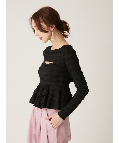 LILY BROWN（リリーブラウン）の「【LILY BROWN Lingerie】２WAYクロップドトップスカップインキャミセット（Tシャツ/カットソー・レディース・ブラック/アイボリー・FREE）」の7枚目の写真