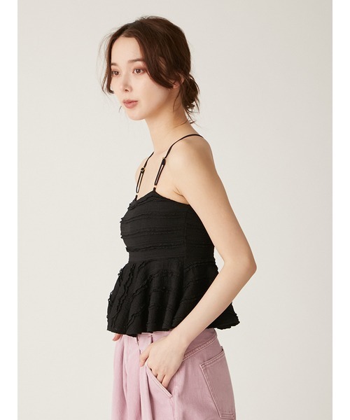 LILY BROWN（リリーブラウン）の「【LILY BROWN Lingerie】２WAYクロップドトップスカップインキャミセット（Tシャツ/カットソー・レディース・ブラック/アイボリー・FREE）」の14枚目の写真