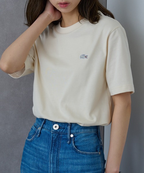 LACOSTE(ラコステ)の「【LACOSTE】ワンポイントロゴTシャツ TH5582-99(Tシャツ/カットソー・レディース・アイボリー/ホワイト/ネイビー/イエロー/ブラック/サックスブルー・XL/L/M/S/XS)」の22枚目の写真