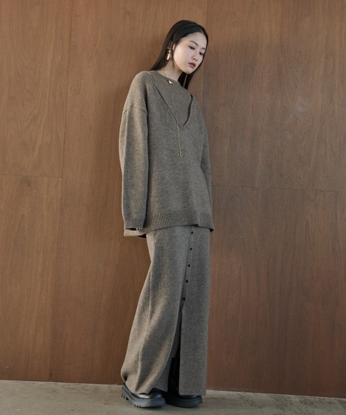 AIC.（エーアイシー）の「アルパカタッチカットアウトオーバーサイズニット（ニット/セーター・レディース・ブラック/チャコールグレー/グレイッシュベージュ・FREE）」の14枚目の写真