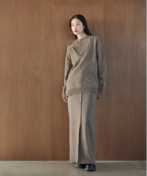 AIC.（エーアイシー）の「アルパカタッチカットアウトオーバーサイズニット（ニット/セーター・レディース・ブラック/チャコールグレー/グレイッシュベージュ・FREE）」の11枚目の写真