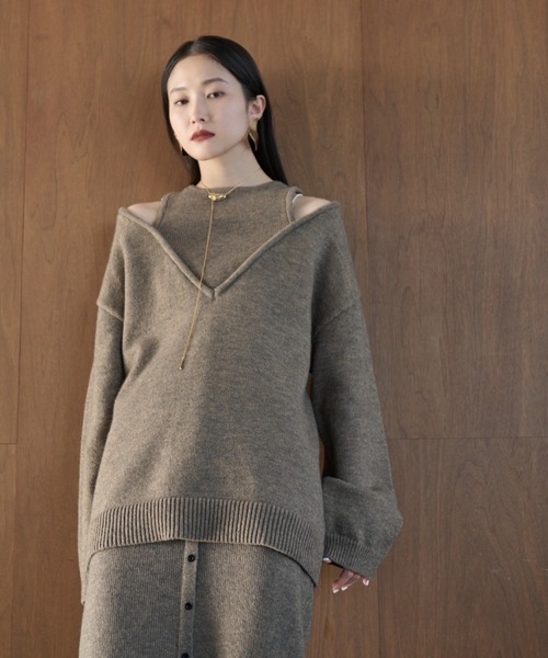 セール】アルパカタッチカットアウトオーバーサイズニット（ニット