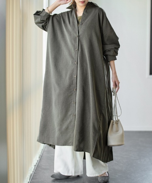 HUG.U（ハグユー）の「洗練バックプリーツワンピ（ワンピース・レディース・ダークグレー/サンドベージュ/ホワイト/ブラック/オリーブ/アイボリー・FREE）」の19枚目の写真