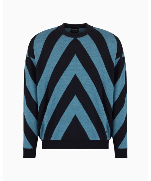 EMPORIO ARMANI(エンポリオアルマーニ)の「【エンポリオ アルマーニ】セーター バージンウール オーバーサイズシェブロン ジャカード(ニット/セーター・メンズ・ブルー系その他・SMALL/MEDIUM/LARGE/X-LARGE/X-SMALL)」の5枚目の写真