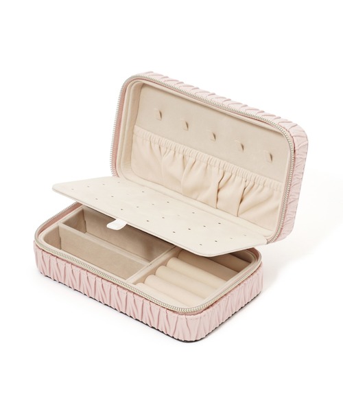 エンボス トラベルジュエリーボックス M ピンク（収納グッズ