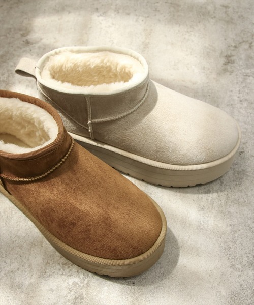 clear（クリア）の「【お気に入り登録数1万人突破！】厚底ショートムートンブーツ［大人 カジュアル 着回し力抜群］≪再入荷≫（ブーツ・レディース・キャメル/アイボリー・M/L）」の6枚目の写真