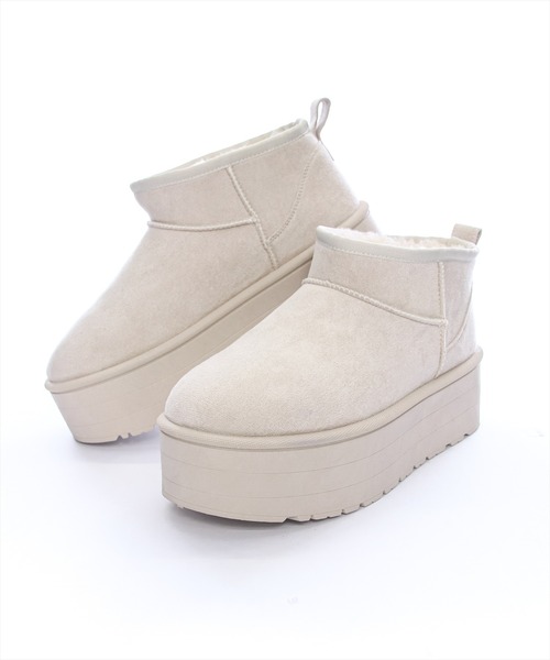 clear（クリア）の「【お気に入り登録数1万人突破！】厚底ショートムートンブーツ［大人 カジュアル 着回し力抜群］≪再入荷≫（ブーツ・レディース・キャメル/アイボリー・M/L）」の9枚目の写真