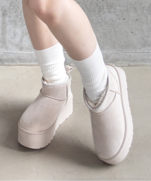 clear（クリア）の「【お気に入り登録数1万人突破！】厚底ショートムートンブーツ［大人 カジュアル 着回し力抜群］≪再入荷≫（ブーツ・レディース・キャメル/アイボリー・M/L）」の19枚目の写真
