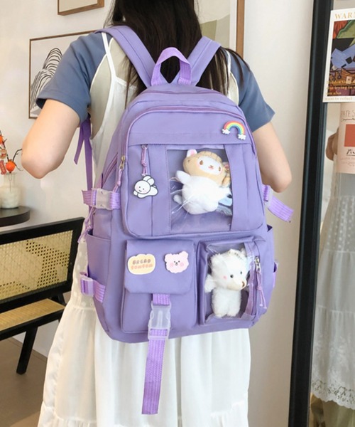 FReePLACe/クリアポケット付きナイロンリュックサック X12264（バック