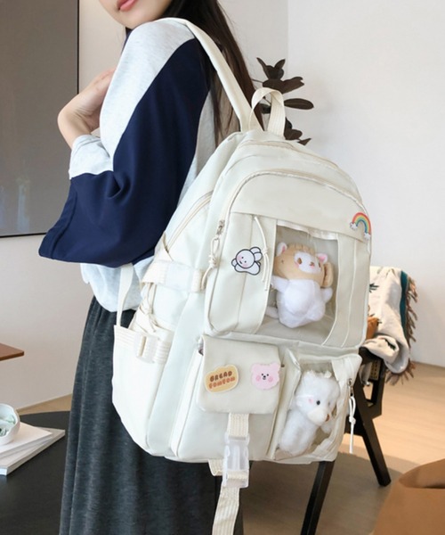 FReePLACe/クリアポケット付きナイロンリュックサック X12264（バック