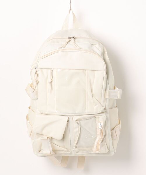 セール】FReePLACe/クリアポケット付きナイロンリュックサック X12264