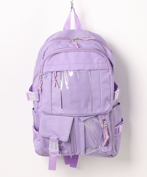 セール】FReePLACe/クリアポケット付きナイロンリュックサック X12264