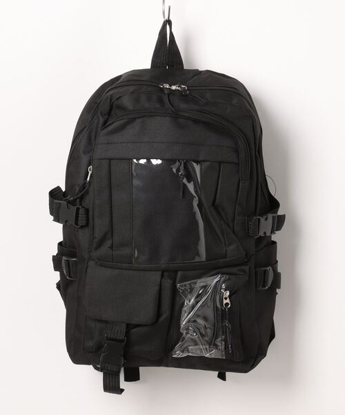 セール】FReePLACe/クリアポケット付きナイロンリュックサック X12264