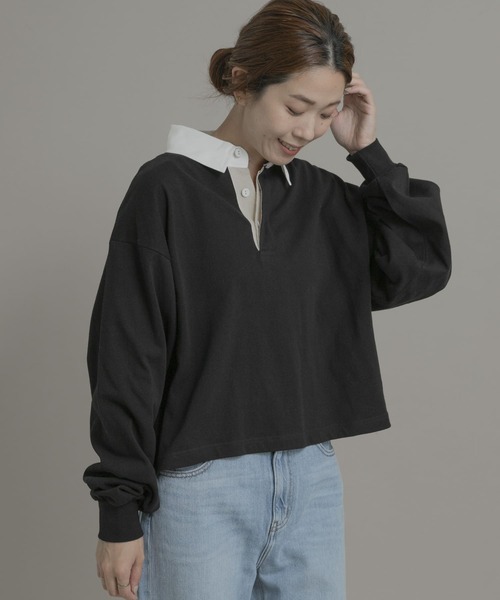 URBAN RESEARCH Sonny Label（アーバンリサーチサニーレーベル）の「TRIPLE CROWN　ショートポロシャツ（ポロシャツ・レディース・ブラック/ベージュ系その他/ナチュラル・MEDIUM）」の2枚目の写真