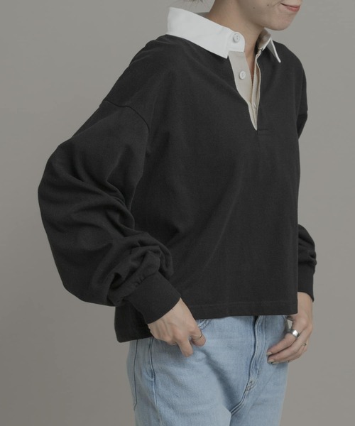 URBAN RESEARCH Sonny Label（アーバンリサーチサニーレーベル）の「TRIPLE CROWN　ショートポロシャツ（ポロシャツ・レディース・ブラック/ベージュ系その他/ナチュラル・MEDIUM）」の6枚目の写真