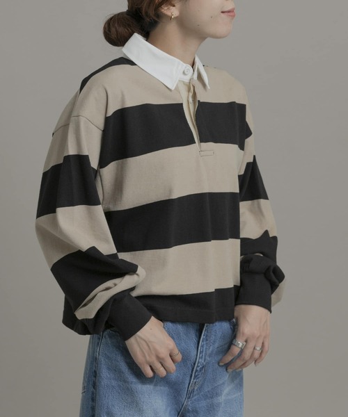 URBAN RESEARCH Sonny Label（アーバンリサーチサニーレーベル）の「TRIPLE CROWN　ショートポロシャツ（ポロシャツ・レディース・ブラック/ベージュ系その他/ナチュラル・MEDIUM）」の8枚目の写真