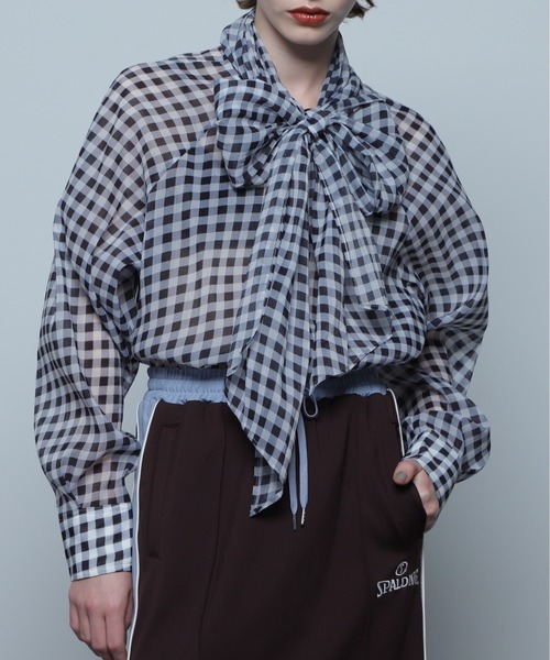 ROSE BUD（ローズバッド）の「ボウタイブラウス（シャツ/ブラウス・レディース・ブラック/ホワイト系その他/ライトグリーン・FREE）」の2枚目の写真