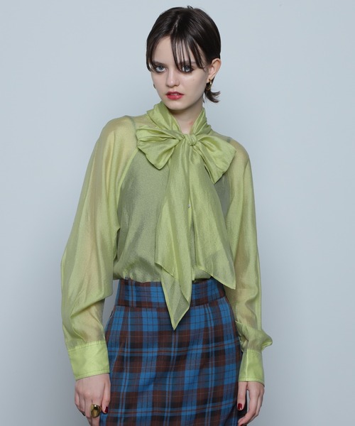 ROSE BUD（ローズバッド）の「ボウタイブラウス（シャツ/ブラウス・レディース・ブラック/ホワイト系その他/ライトグリーン・FREE）」の22枚目の写真