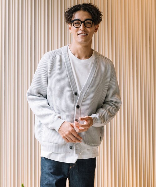 FREAK'S STORE（フリークスストア）の「FREAK’S STORE/フリークスストア Hi-coZYMIX 畔編みカーディガン /リラックスフィット（カーディガン/ボレロ・メンズ・サックスブルー/ブラック/ダークブラウン/グリーン/グレー/グレイッシュベージュ/マスタード・LARGE/MEDIUM/SMALL）」の19枚目の写真