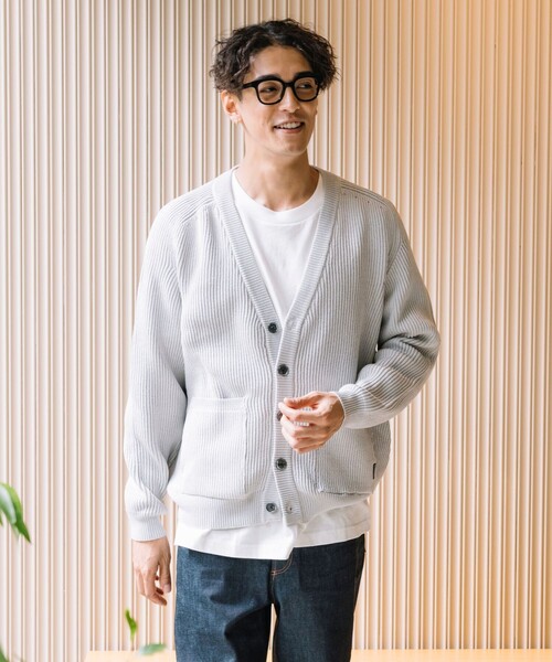 FREAK'S STORE（フリークスストア）の「FREAK’S STORE/フリークスストア Hi-coZYMIX 畔編みカーディガン /リラックスフィット（カーディガン/ボレロ・メンズ・サックスブルー/ブラック/ダークブラウン/グリーン/グレー/グレイッシュベージュ/マスタード・LARGE/MEDIUM/SMALL）」の20枚目の写真