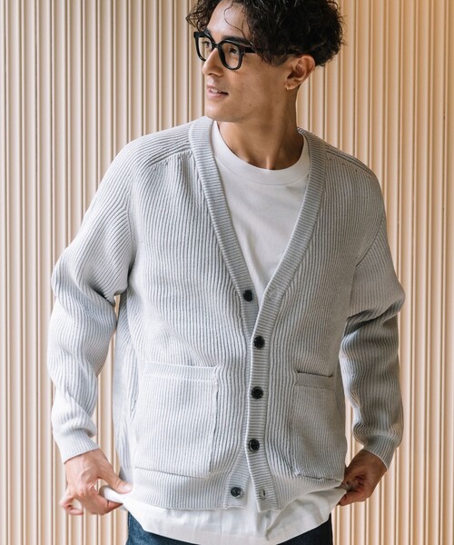 FREAK'S STORE（フリークスストア）の「FREAK’S STORE/フリークスストア Hi-coZYMIX 畔編みカーディガン /リラックスフィット（カーディガン/ボレロ・メンズ・サックスブルー/ブラック/ダークブラウン/グリーン/グレー/グレイッシュベージュ/マスタード・LARGE/MEDIUM/SMALL）」の21枚目の写真