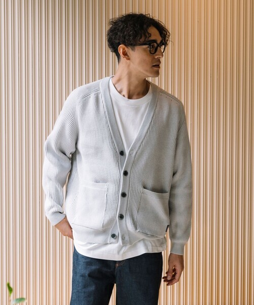 FREAK'S STORE（フリークスストア）の「FREAK’S STORE/フリークスストア Hi-coZYMIX 畔編みカーディガン /リラックスフィット（カーディガン/ボレロ・メンズ・サックスブルー/ブラック/ダークブラウン/グリーン/グレー/グレイッシュベージュ/マスタード・LARGE/MEDIUM/SMALL）」の22枚目の写真