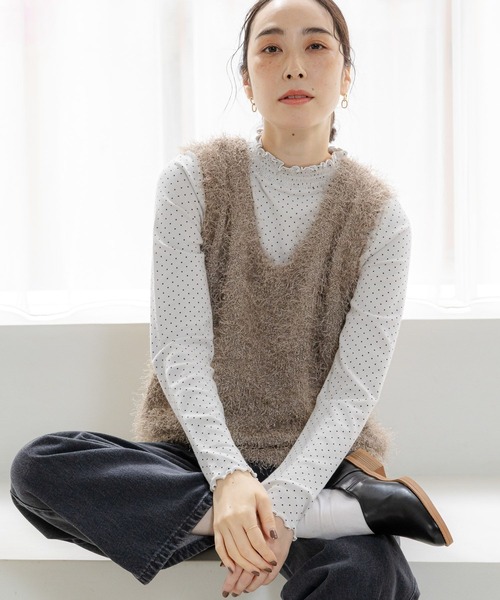 セール】3ゲージフサフサヤーンベスト（ベスト）｜studio CLIP