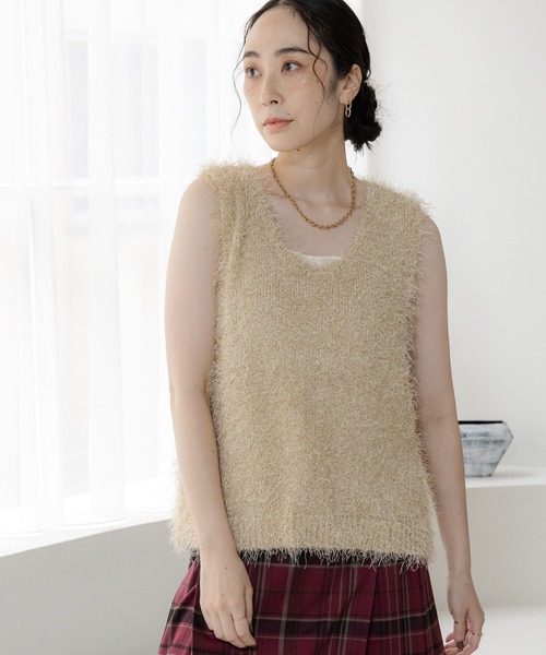 studio CLIP(スタディオクリップ)の「3ゲージフサフサヤーンベスト(ベスト・レディース・ベージュ/サンドグレー/ライトブルー・FREE)」の10枚目の写真
