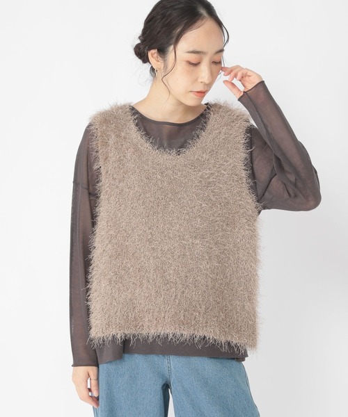 studio CLIP(スタディオクリップ)の「3ゲージフサフサヤーンベスト(ベスト・レディース・ベージュ/サンドグレー/ライトブルー・FREE)」の13枚目の写真