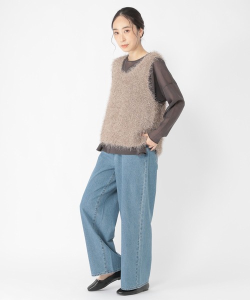 studio CLIP(スタディオクリップ)の「3ゲージフサフサヤーンベスト(ベスト・レディース・ベージュ/サンドグレー/ライトブルー・FREE)」の15枚目の写真