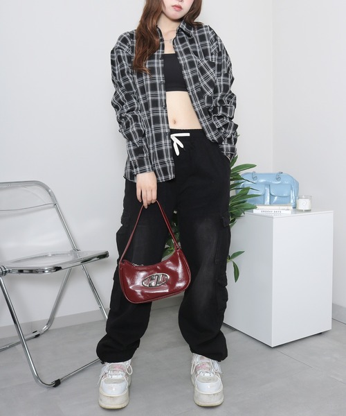 almo(アルモ)の「ペイルチェックシャツ(se)(シャツ/ブラウス・レディース・ベージュ/グリーン/レッド/サックスブルー/ブラック・FREE)」の13枚目の写真